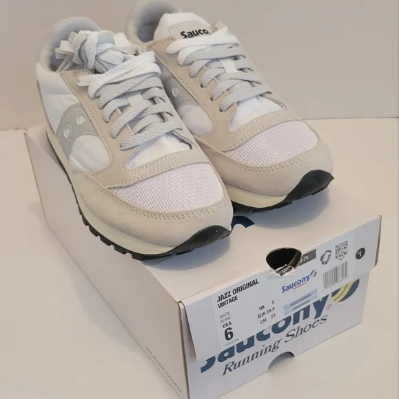 NIB Saucony Vintage Jazz Original Men's 6 Women's 7.5 White/Grey/Beige - Picture 2 of 16